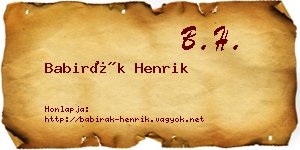 Babirák Henrik névjegykártya